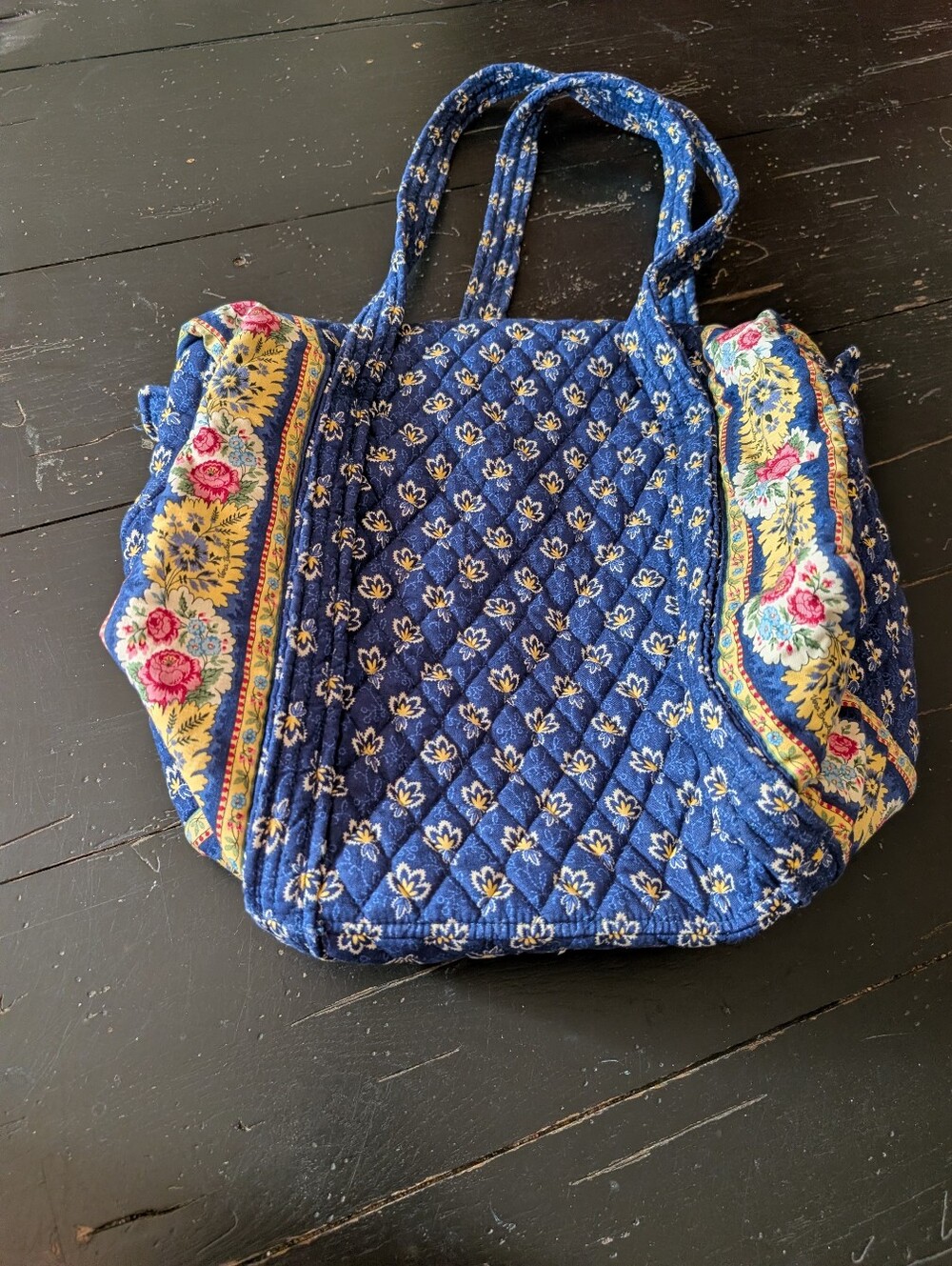 Retired Y2K 2000s Vintage Vera Bradley Villager Tote Maison Blue Cottagecore